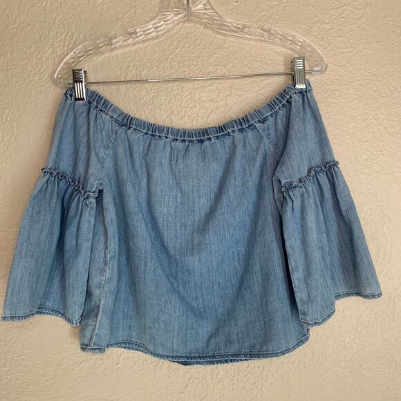 Madewell Denim Azalea Off-the-Shoulder Top Size XS - Picture 1 of 6
